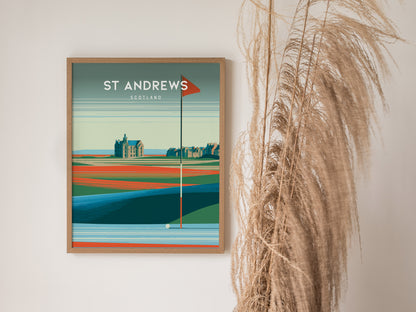 St Andrews Old Course, Scotland Poster | Links Poster Golfer Gift Wall Art — styled in a modern interior