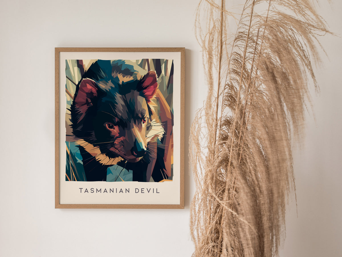 Tasmanian Devil, Sarcophilus harrisii Poster | Bold Wildlife Wall Art — styled in a modern interior