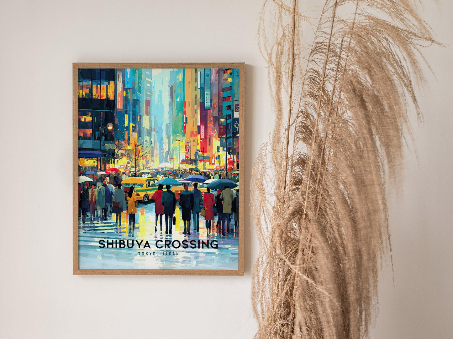 Shibuya Crossing Poster | Tokyo Japan Neon City Art Travel Gift