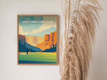 Wolf Creek Golf Club, Mesquite, Nevada Poster | Desert Canyon Links Golfer Gift Wall Art — styled in a modern interior