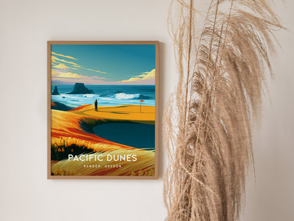 Pacific Dunes, Bandon, Oregon Poster | Links Poster Golfer Gift Wall Art — styled in a modern interior