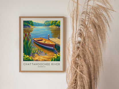 Chattahoochee River Matte Border Poster | Georgia Vacation Wall Art Framed or Unframed — styled in a modern interior