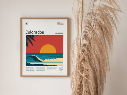 Colorados, Rivas, Nicaragua Poster | Tropical Surf Wall Art — styled in a modern interior