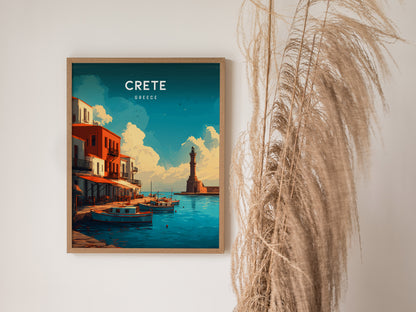 Crete, Greece Poster | Mediterranean Island Destination Print Wall Art — styled in a modern interior