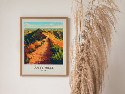 Loess Hills Matte Border Poster | Iowa Travel Wall Art — styled in a modern interior