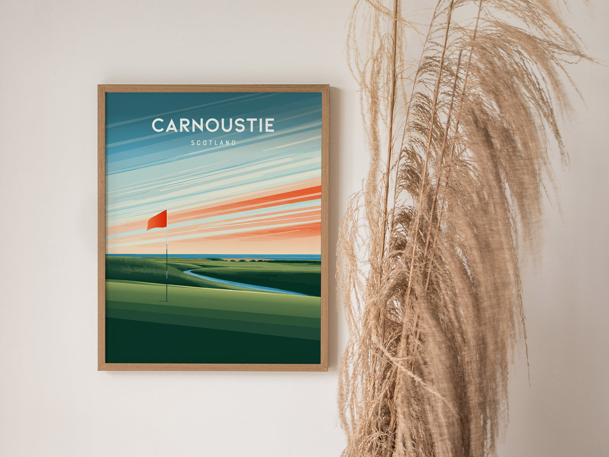 Carnoustie, Scotland Poster | Country Club Decor Golfer Gift Wall Art — styled in a modern interior