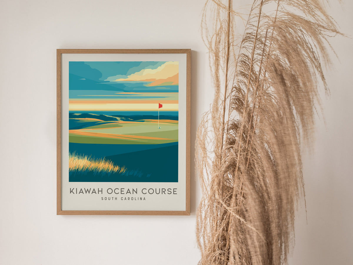 Kiawah Ocean Course Matte Border Poster | South Carolina Golf Wall Art & Framed or Unframed — styled in a modern interior