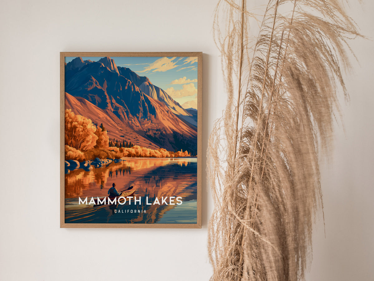 Mammoth Lakes, California Poster | Alpine Lake & Mountain Wilderness Wall Art — styled in a modern interior