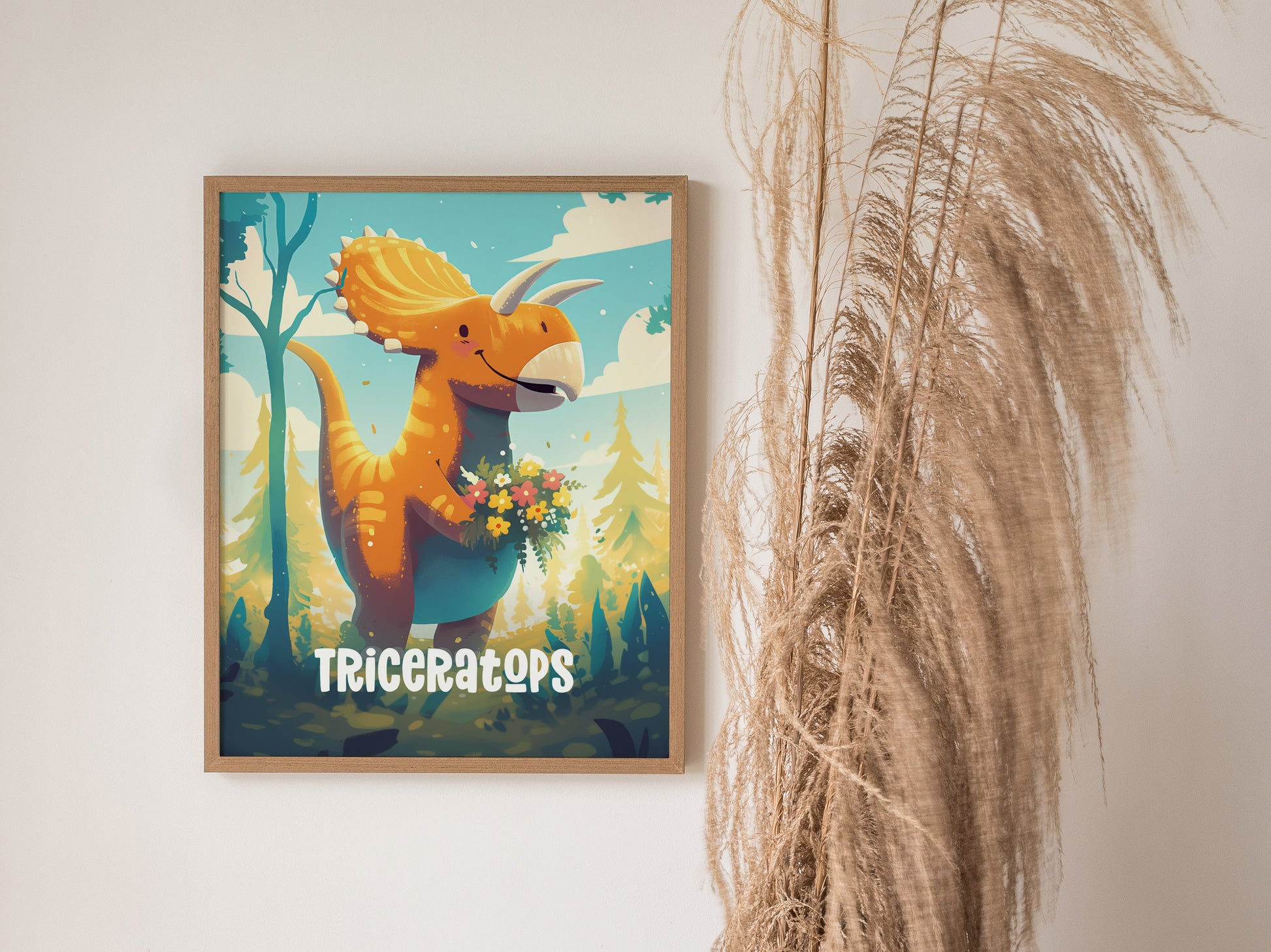 Triceratops Poster | Adventure Dinos Kids Room Art | Dinosaur Nursery