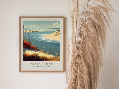 Breach Inlet Matte Border Poster | Sullivan's Island Vacation Wall Art — styled in a modern interior