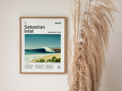 Sebastian Inlet Poster | Florida Surf Spot Art | Melbourne Beach Print