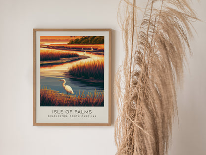 Isle of Palms Matte Border Poster | Charleston South Carolina Travel Wall Art — styled in a modern interior