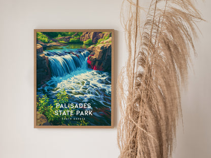 Palisades State Park, South Dakota Poster | Rugged Cliffs & Creek Adventure Wall Art — styled in a modern interior