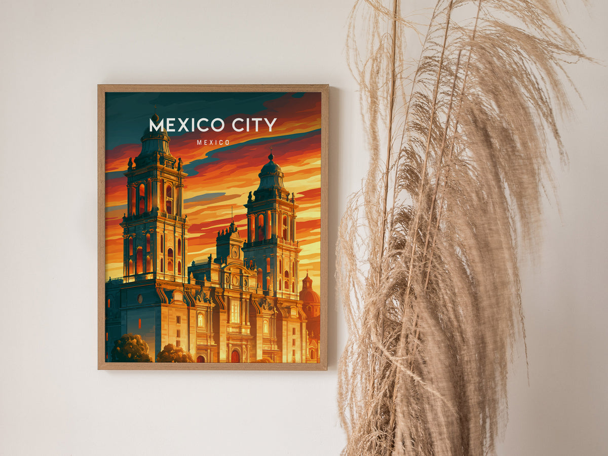 Mexico City, Mexico Poster | Vibrant Culture & Architecture Wall Art — styled in a modern interior
