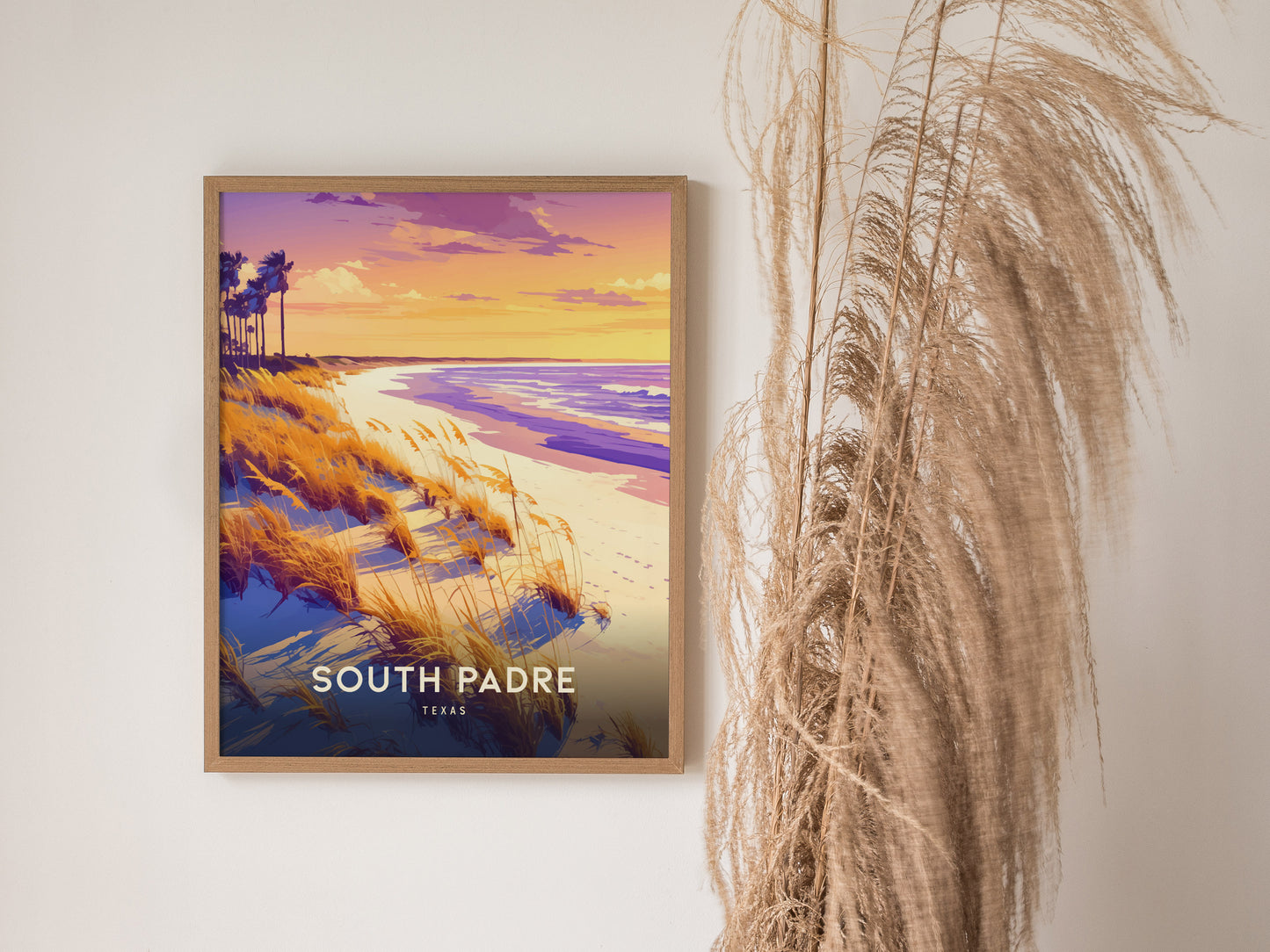 South Padre Island Poster | Texas Beach Gulf Coast Sunset Wall Art