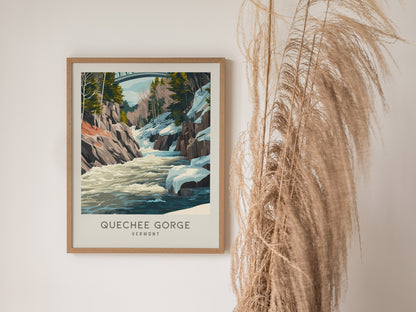 Quechee Gorge Matte Border Poster | Vermont Destination Print Travel Wall Art — styled in a modern interior