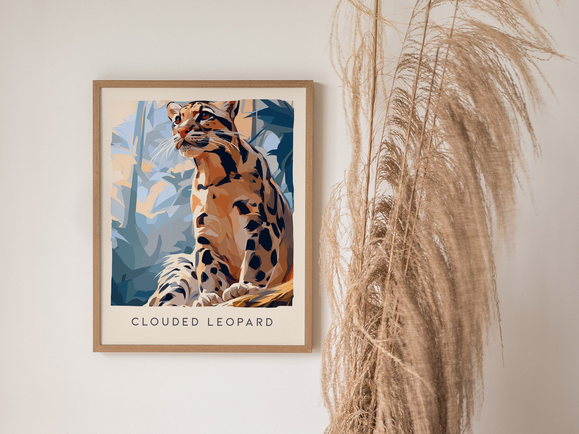 Clouded Leopard, Neofelis Nebulosa Poster | Exotic Wildlife Wall Art — styled in a modern interior
