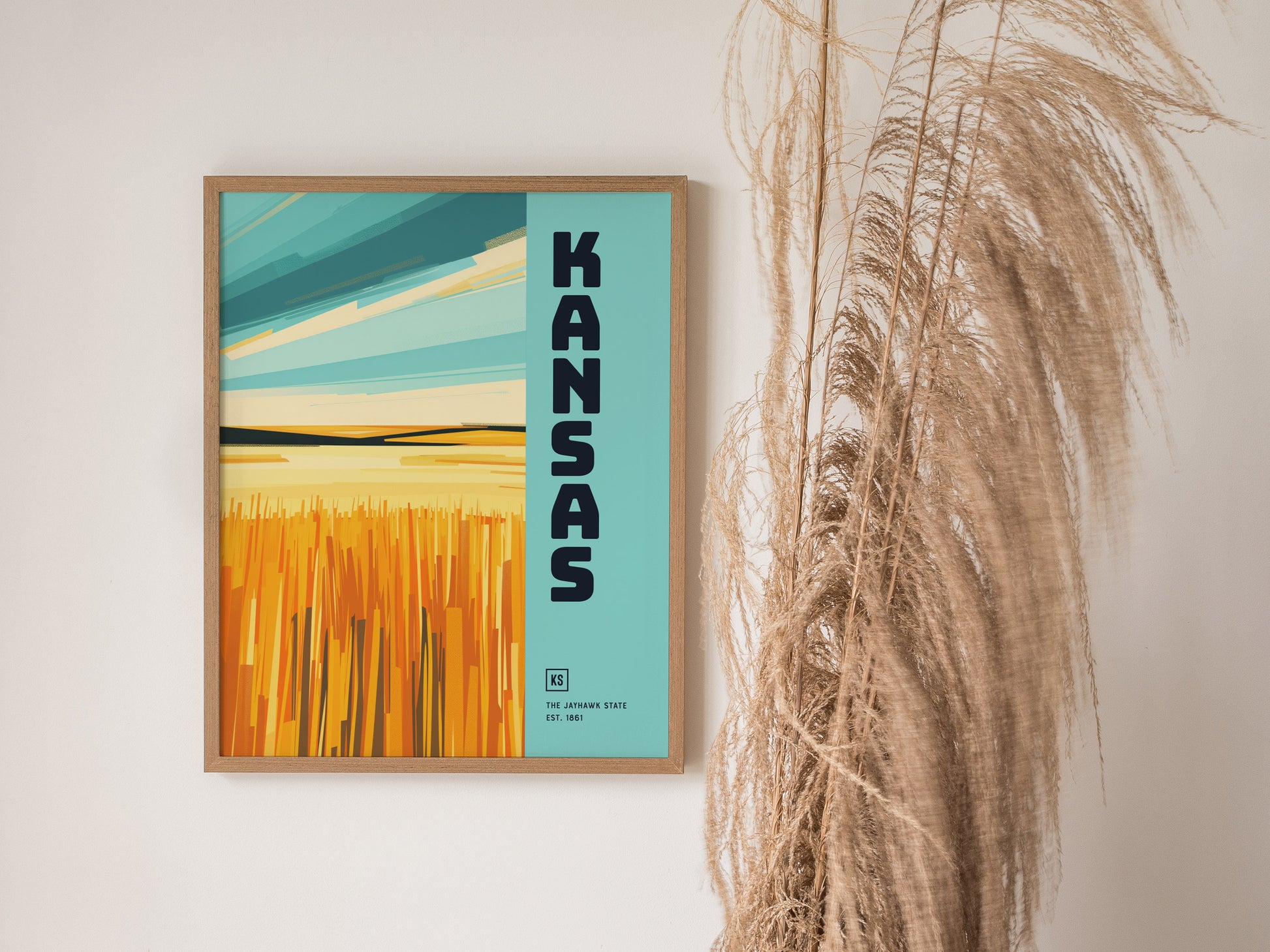 Kansas Jayhawk State Poster | Great Plains Wall Art