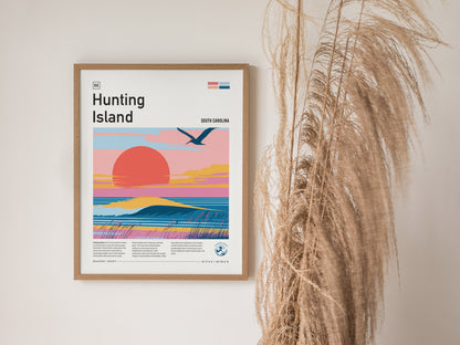 Hunting Island, South Carolina Poster | Driftwood Shores & Coastal Surf Wall Art — styled in a modern interior