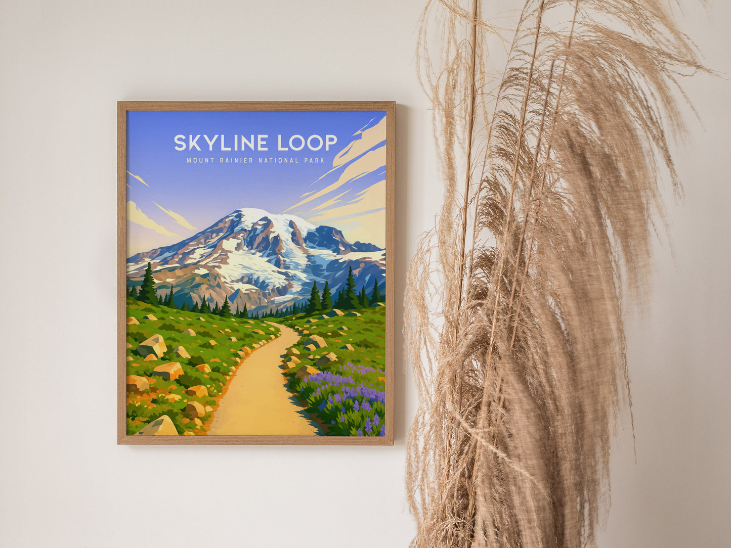 Skyline Loop Trail Poster | Mount Rainier Art | Washington Hiking Print