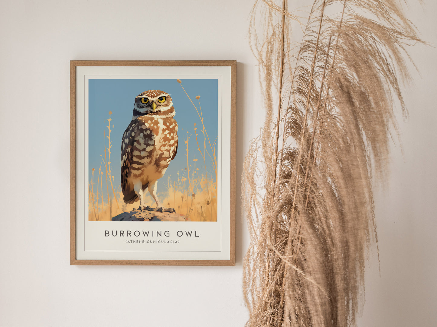 Burrowing Owl Framed Poster | Western Nature Bird Lover Nature Modern Wall Art | Bird Of Prey Audubon Print Farm House Decor