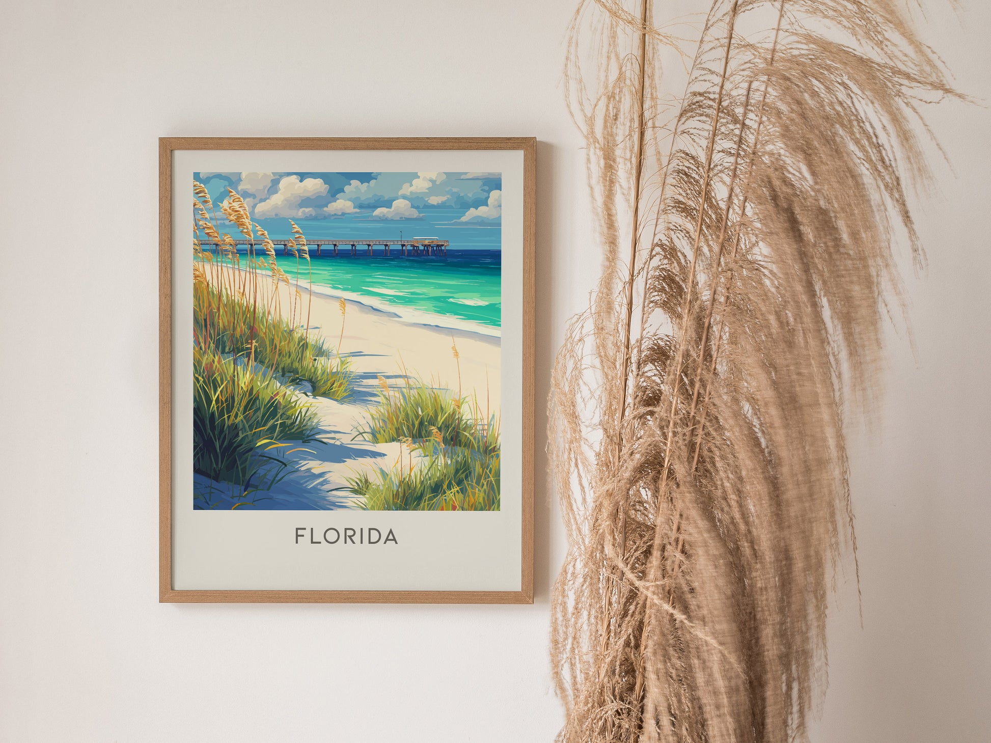Florida Matte Border Poster | Sunshine State Travel Wall Art — styled in a modern interior
