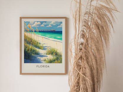 Florida Matte Border Poster | Sunshine State Travel Wall Art — styled in a modern interior