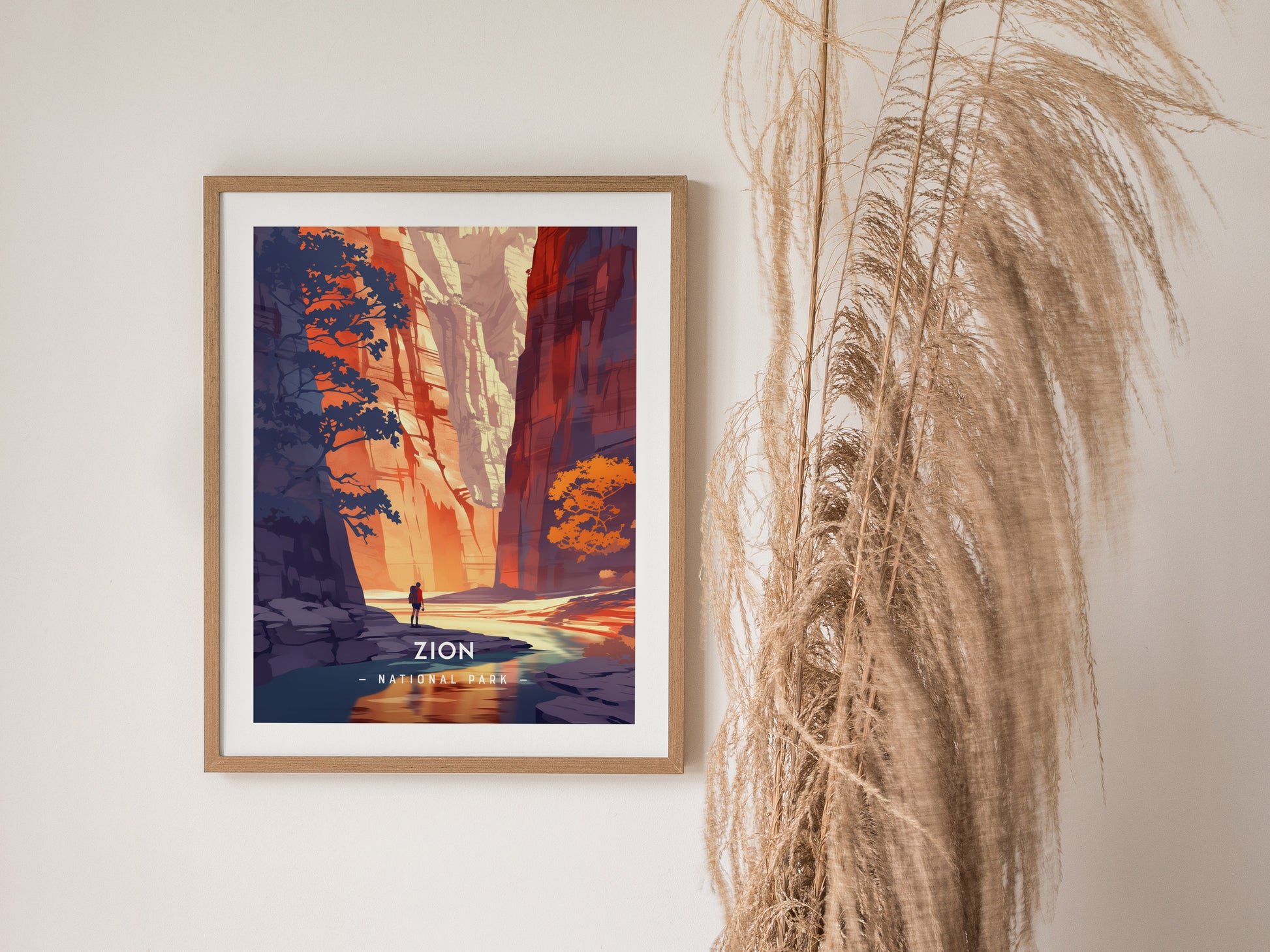 Zion National Park Poster | Minimalist Utah Wall Art Print | Framed or Unframed