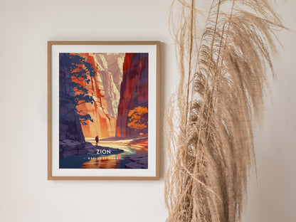 Zion National Park Poster | Minimalist Utah Wall Art Print | Framed or Unframed