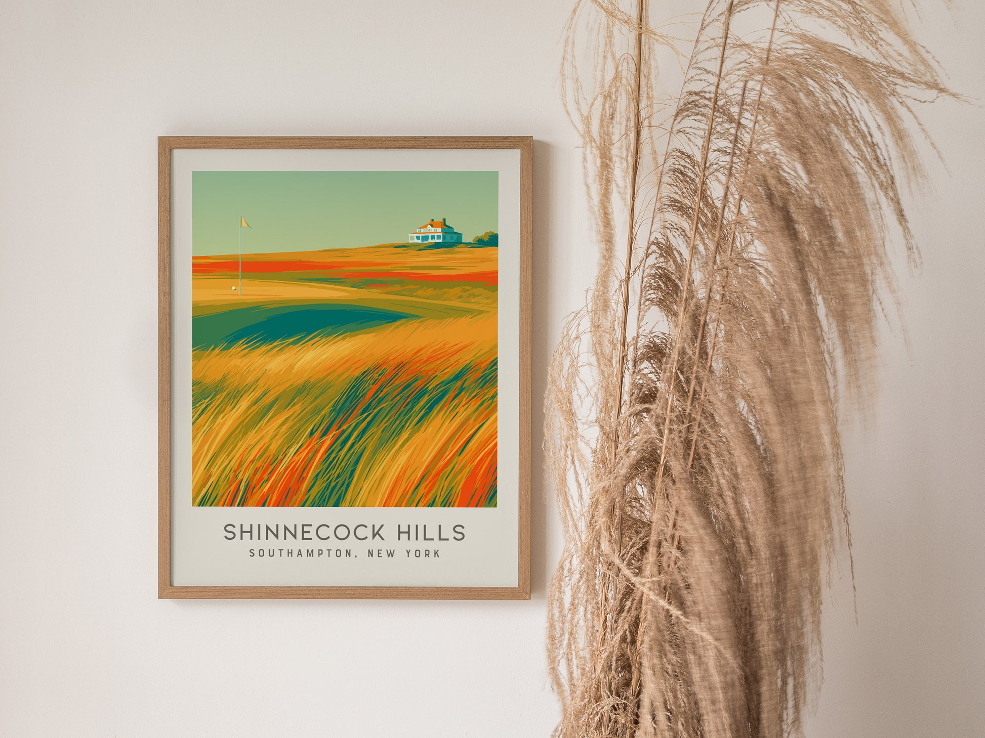 Shinnecock Hills Matte Border Poster | Southampton, New York Golf Wall Art & Country Club Decor — styled in a modern interior