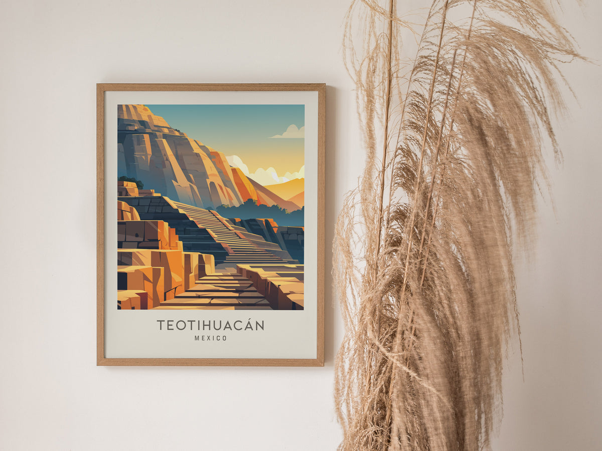 Teotihuacán Matte Border Poster | Mexico Travel Wall Art — styled in a modern interior