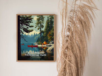 Algonquin Provincial Park Canada Poster | Canoe Camping Ontario Wall Art | Framed or Unframed