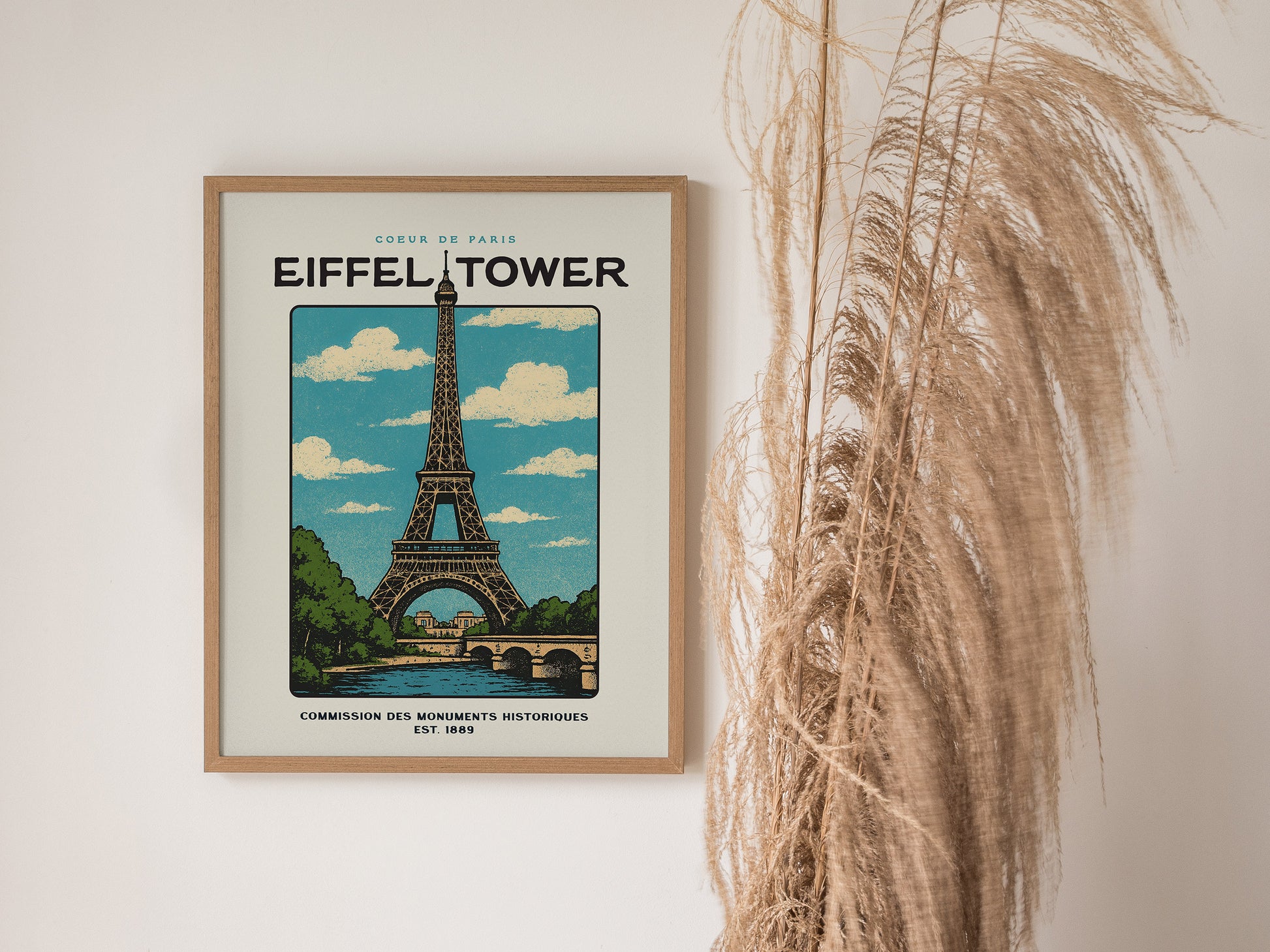 Eiffel Tower Block Print | Vintage Paris France Wall Art | Framed or Unframed
