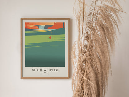 Shadow Creek Matte Border Poster | Nevada Golf Wall Art Country Club Decor — styled in a modern interior