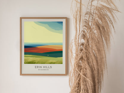Erin Hills Matte Border Poster | Wisconsin Travel Wall Art — styled in a modern interior