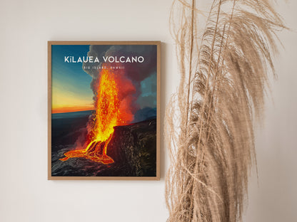 Kilauea Volcano Poster | Hawaii Volcano Wall Art