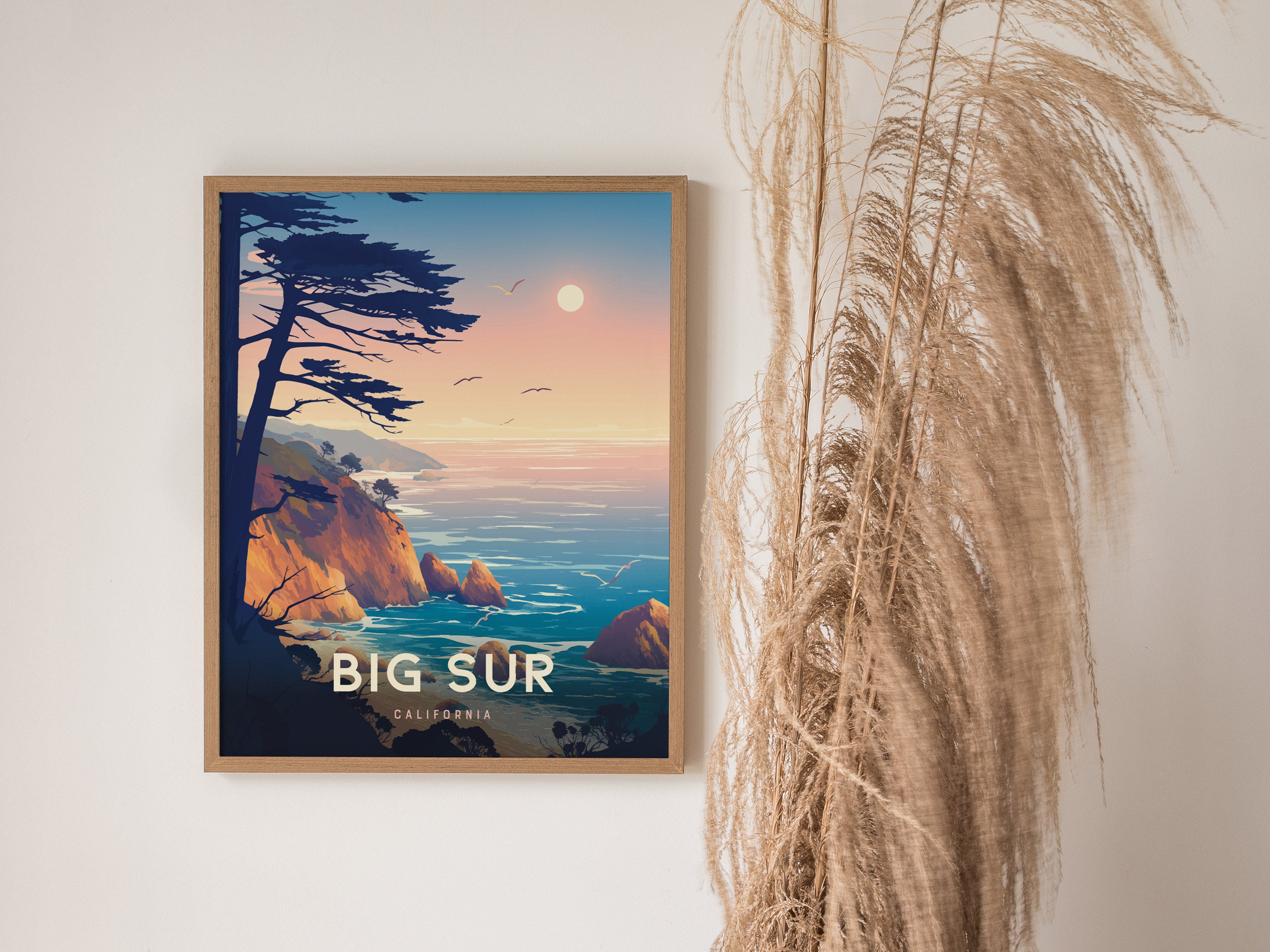 Big Sur California Poster | Pacific Coast Highway Cliffside Travel