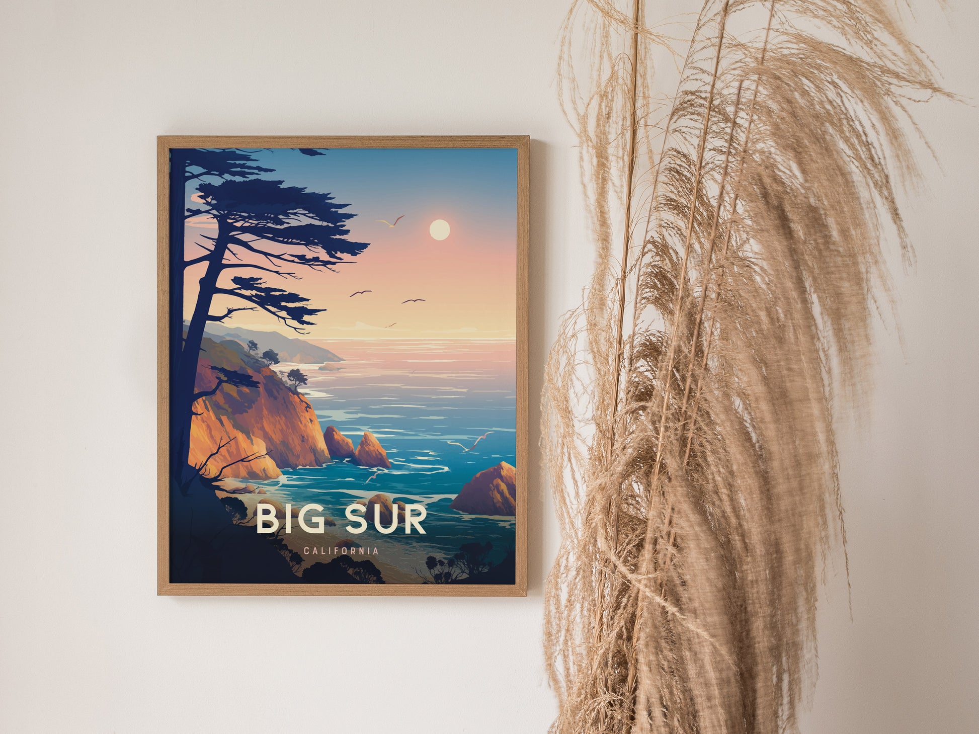 Big Sur California Poster | Pacific Coast Highway Cliffside Travel Wall Art