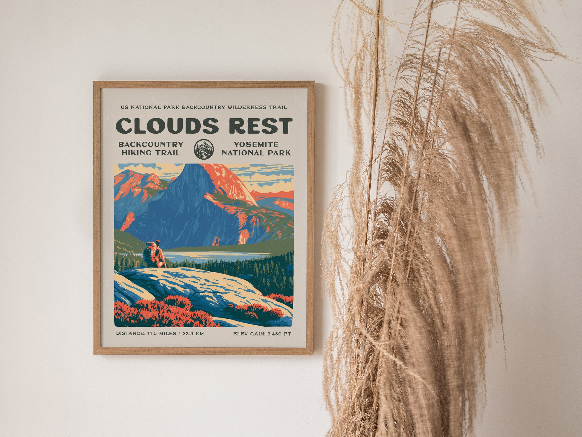 Clouds Rest, Yosemite Poster | Hiker Gift | Above the Granite Horizon Wall Art — styled in a modern interior
