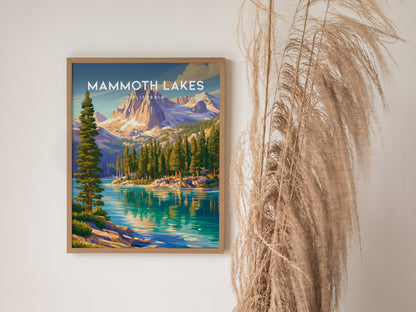 Mammoth Lakes, California Poster | Alpine Lake & Mountain Wilderness Wall Art — styled in a modern interior