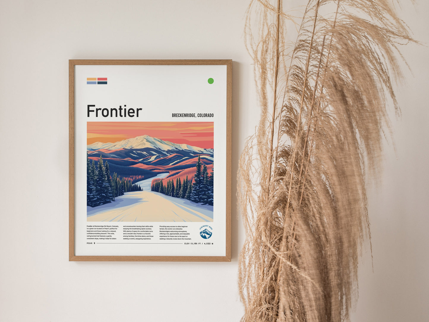 Frontier Ski Run Poster | Breckenridge Resort Colorado Wall Art | Framed or Unframed
