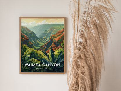Waimea Canyon Poster | Kauai Hawaii Art Grand Canyon Pacific Red Cliffs