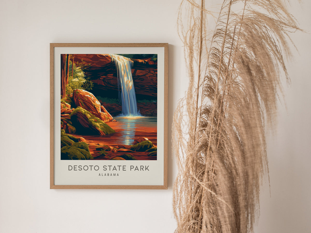 DeSoto State Park Matte Border Poster | Alabama Destination Print Travel Wall Art — styled in a modern interior