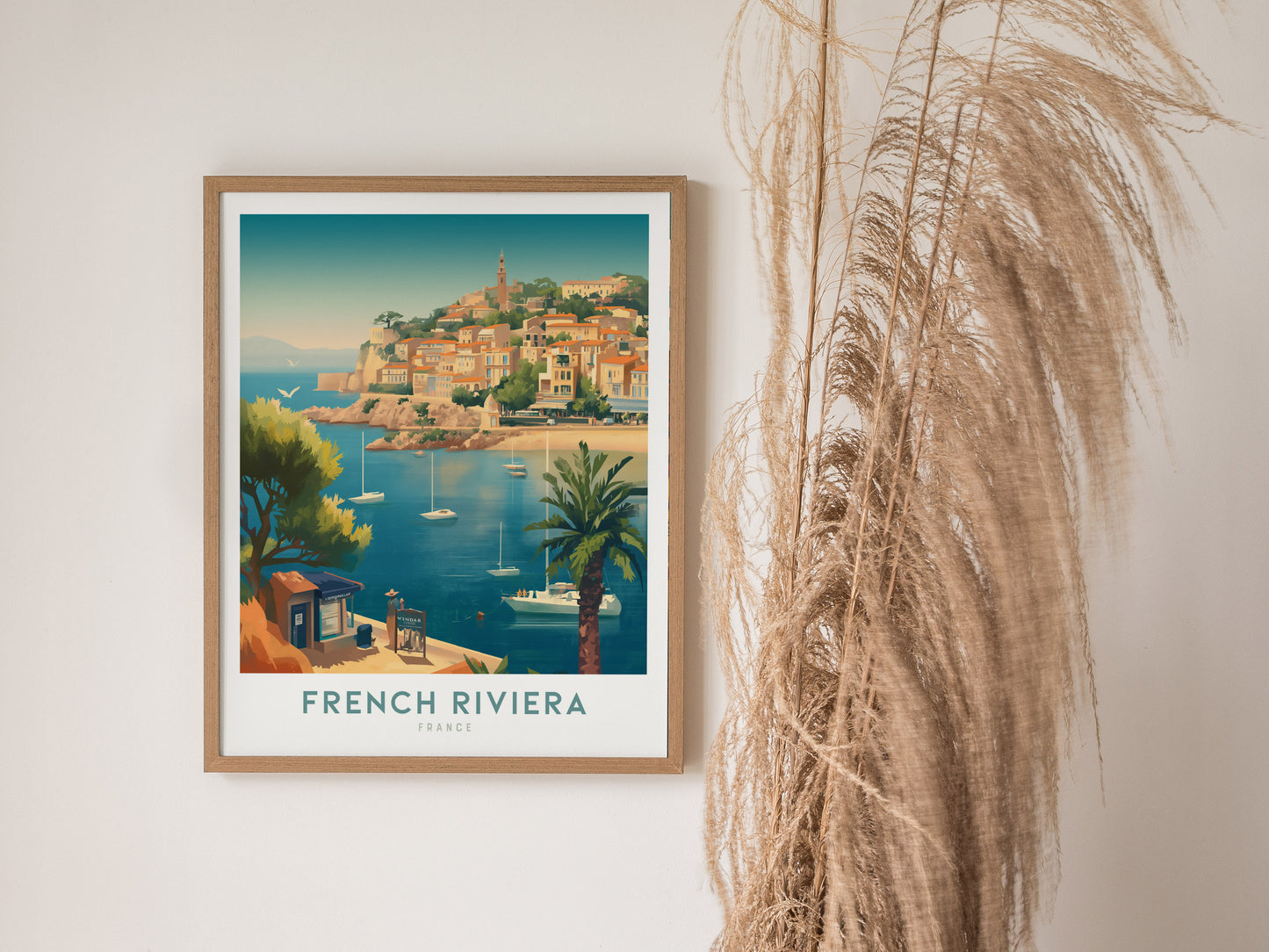 French Riviera Poster | France Travel Print Wall Art | Framed or Unframed