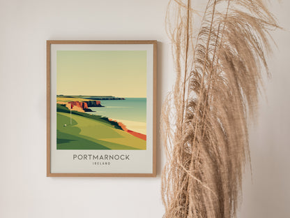 Portmarnock Matte Border Poster | Ireland Travel Wall Art — styled in a modern interior