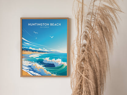 Huntington Beach Poster | California Coastline Wall Art