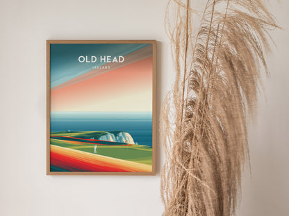 Old Head, Ireland Poster | Dramatic Cliffs & Fairway Golfer Gift Wall Art — styled in a modern interior