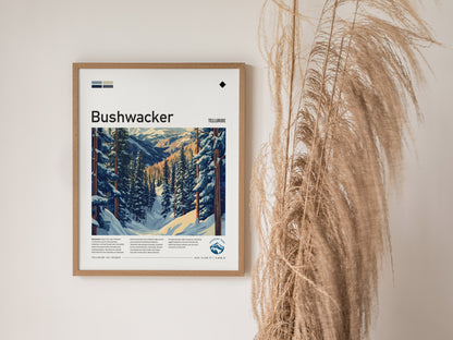 Bushwacker, Telluride Poster | Bold Ski Run Mountain Wall Art — styled in a modern interior