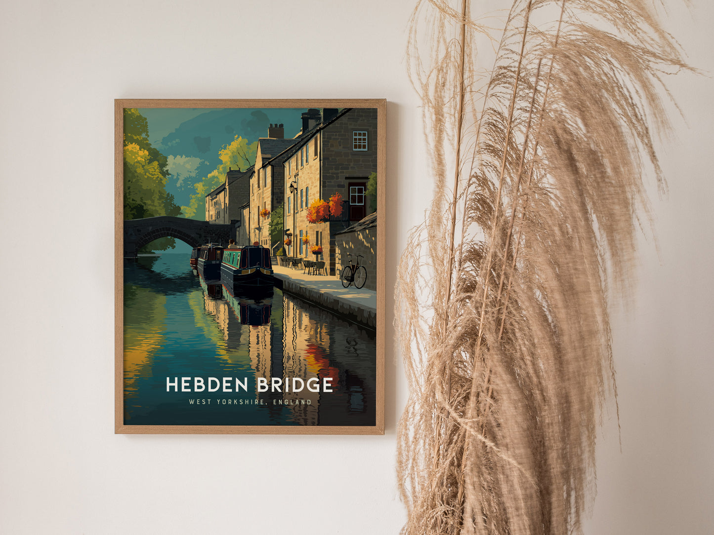 Hebden Bridge Poster | West Yorkshire England Canal Wall Art