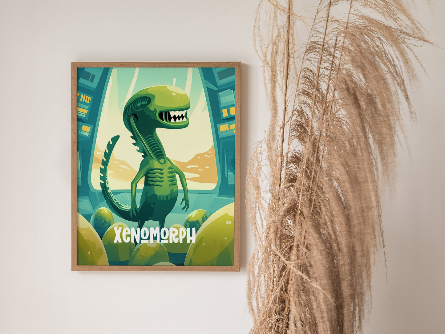 Cute Alien Xenomorph Poster | Kids Room Sci-Fi Creature Wall Art | Framed or Unframed